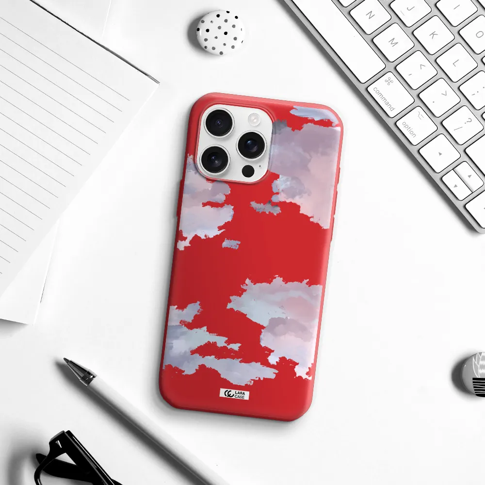 A Close-Up Of A Cloud Apple Iphone 16 Pro Max Silicone Imperial Red Case