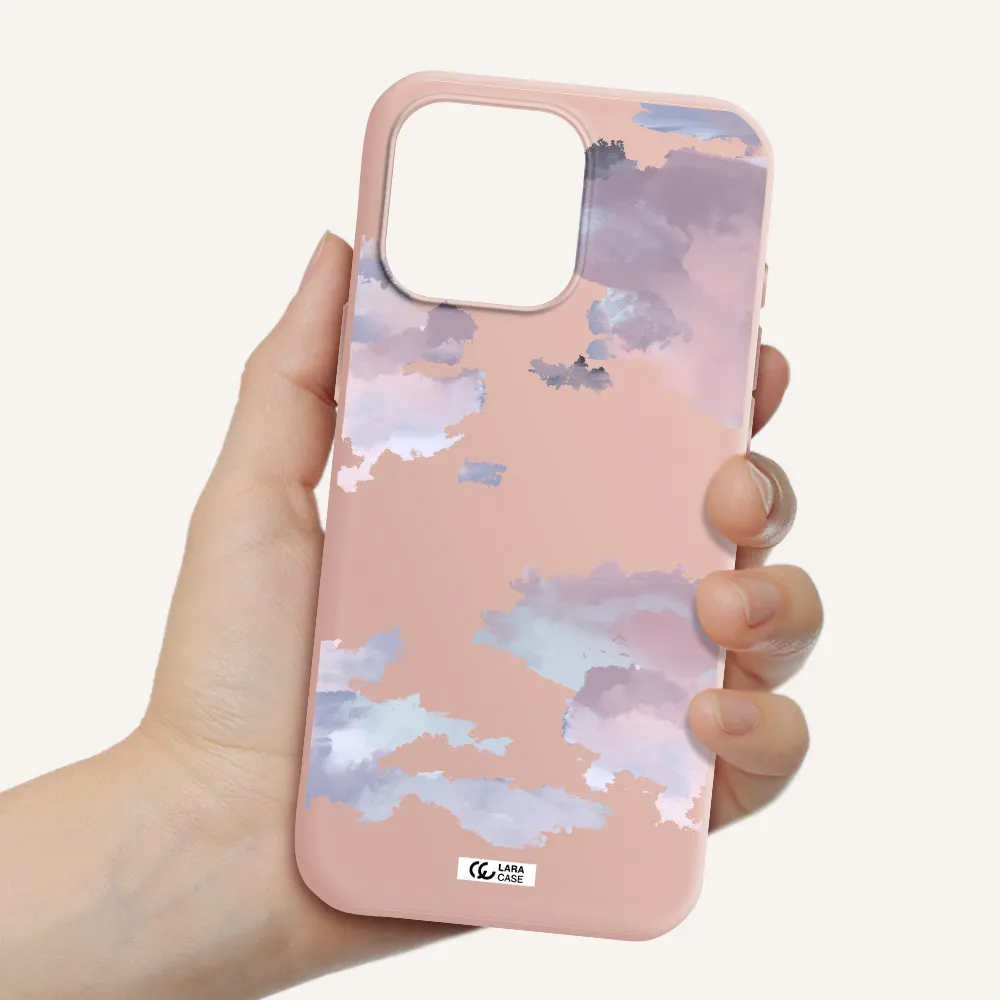 A Close-Up Of A Cloud Apple Iphone 16 Pro Max Silicone Pastel Pink Case