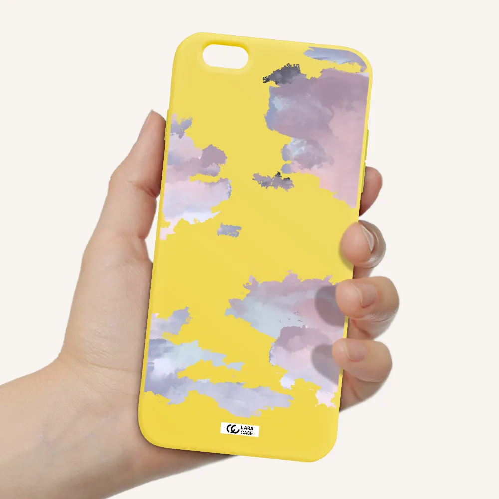 a close-up of a cloud Apple iPhone 6 plus Silicone canary yellow Case