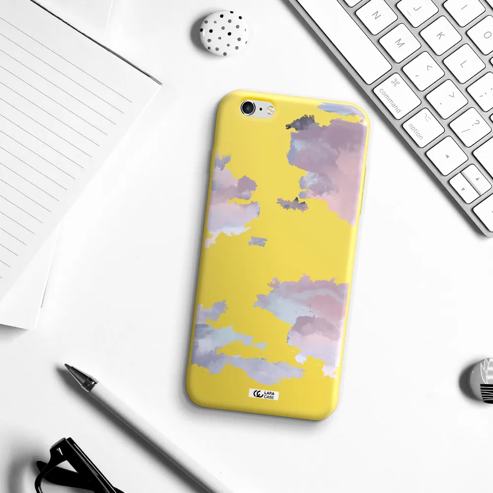 a close-up of a cloud Apple iPhone 6 plus Silicone canary yellow Case