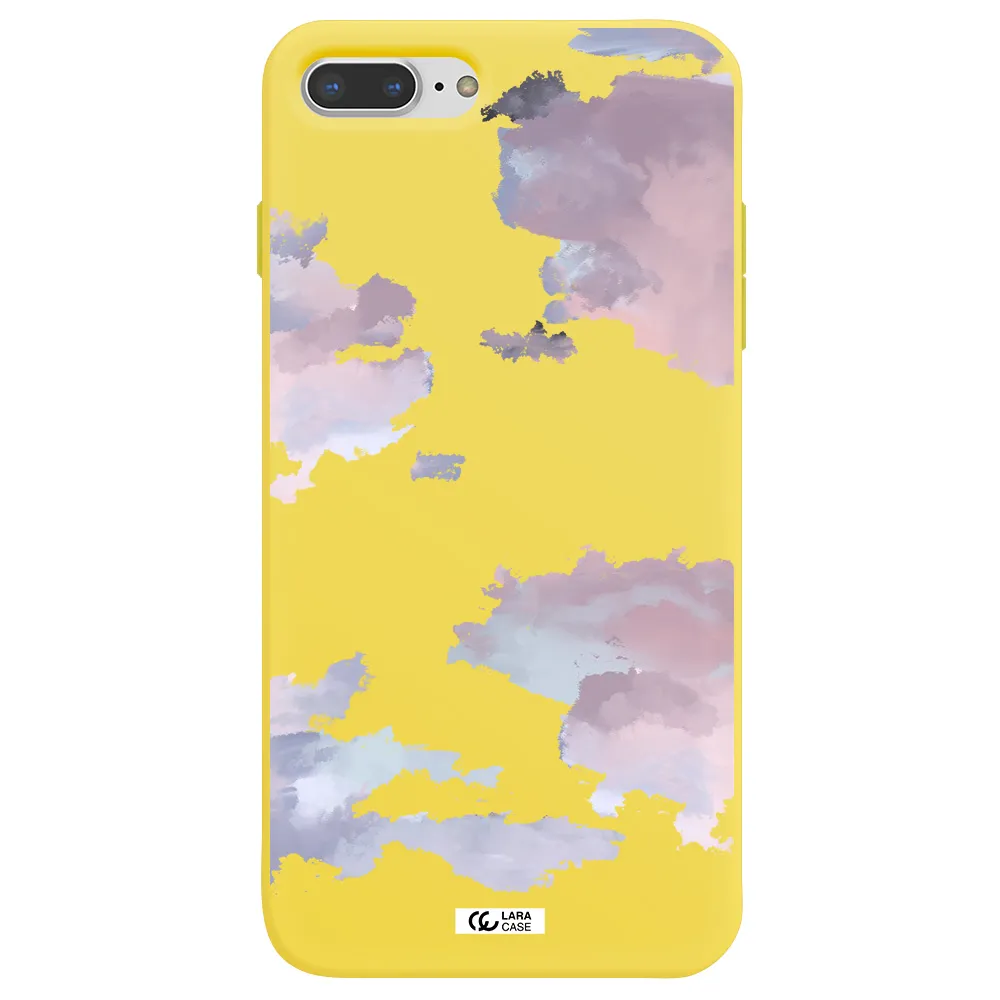 a close-up of a cloud Apple iPhone 7 plus Silicone canary yellow Case