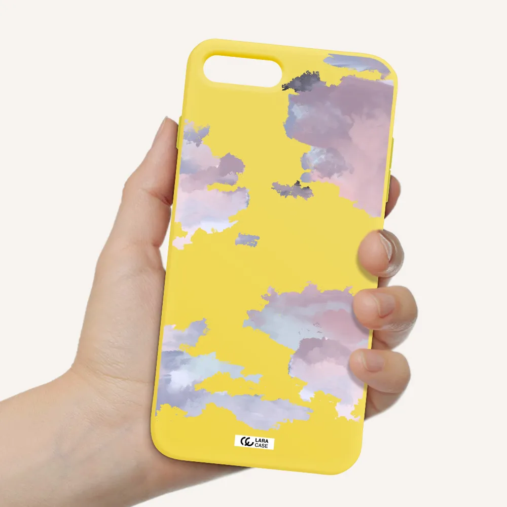 a close-up of a cloud Apple iPhone 7 plus Silicone canary yellow Case