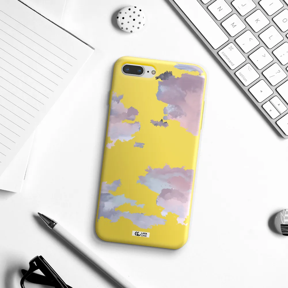 a close-up of a cloud Apple iPhone 7 plus Silicone canary yellow Case