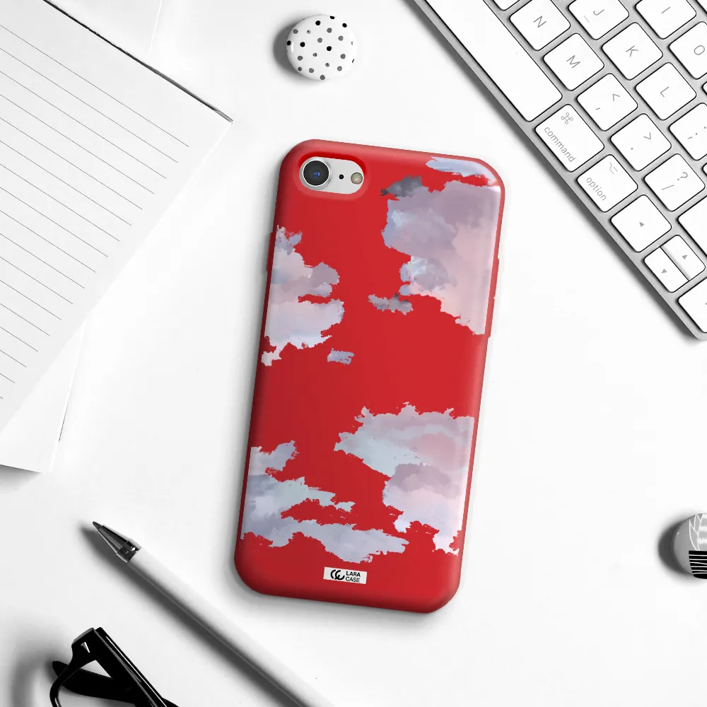 a close-up of a cloud Apple iPhone 7 Silicone Imperial Red Case