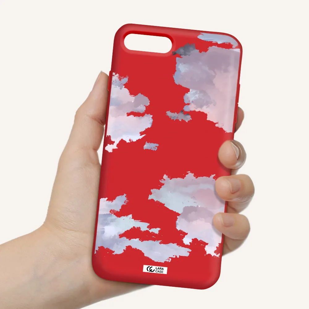 a close-up of a cloud Apple iPhone 8 plus Silicone Imperial Red Case