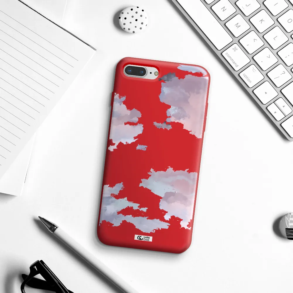 a close-up of a cloud Apple iPhone 8 plus Silicone Imperial Red Case