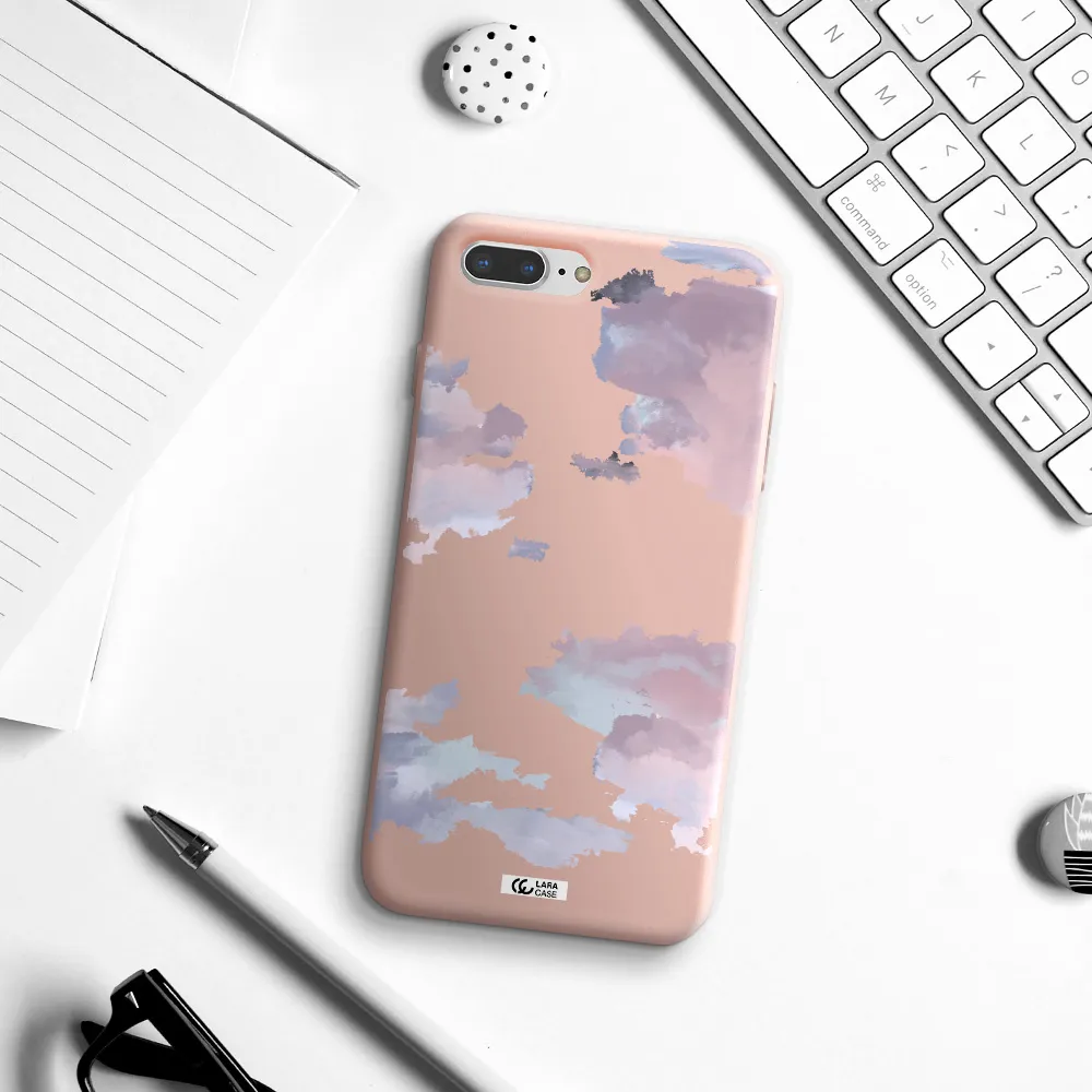 a close-up of a cloud Apple iPhone 8 plus Silicone pastel pink Case