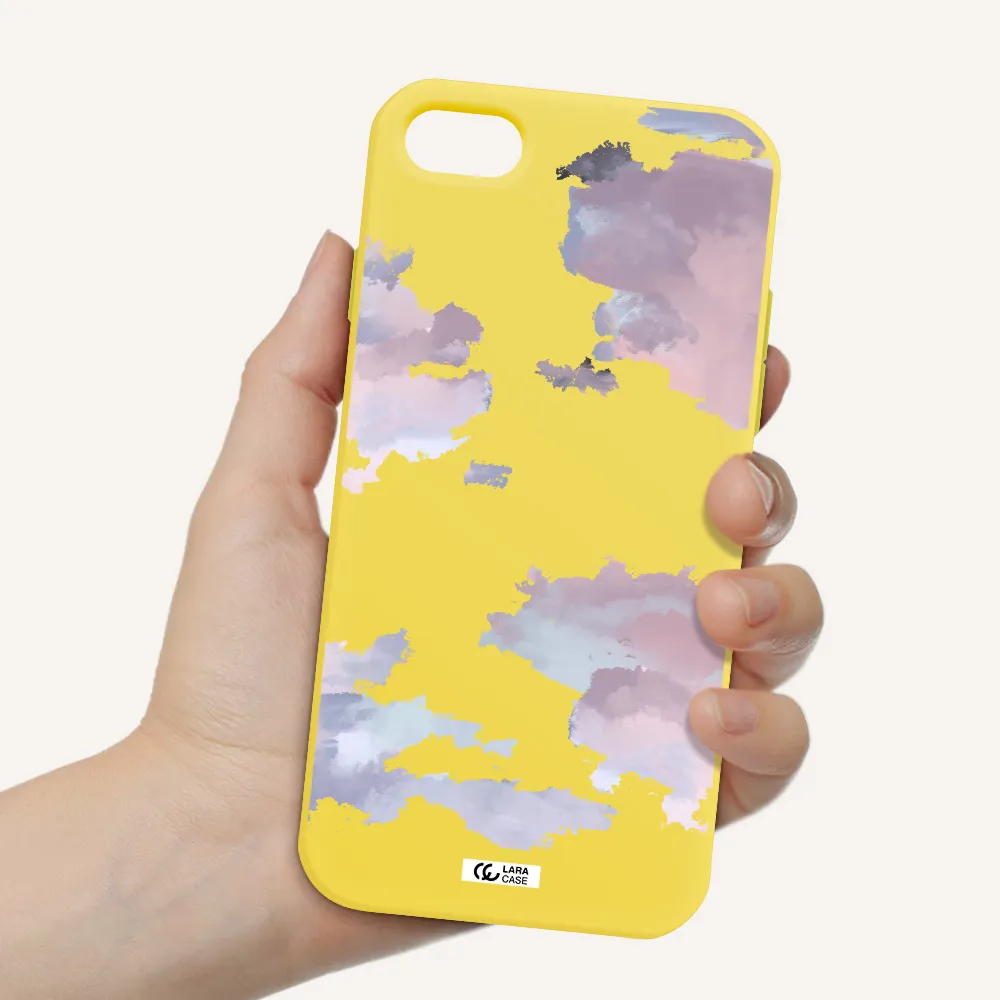 a close-up of a cloud Apple iPhone 8 Silicone canary yellow Case