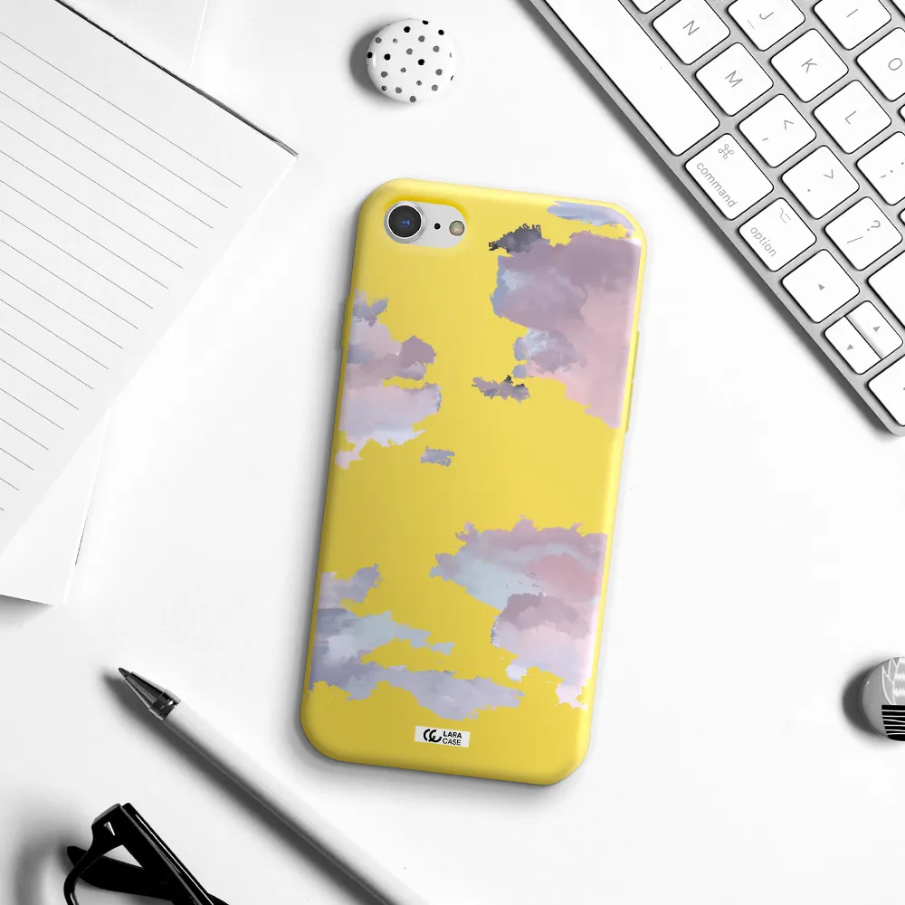 a close-up of a cloud Apple iPhone 8 Silicone canary yellow Case