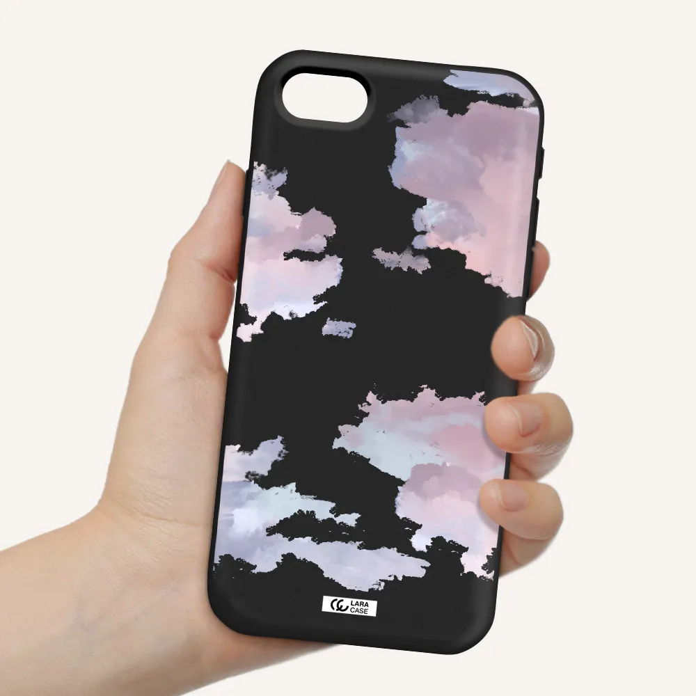 a close-up of a cloud Apple iPhone se 2020 Silicone black Case