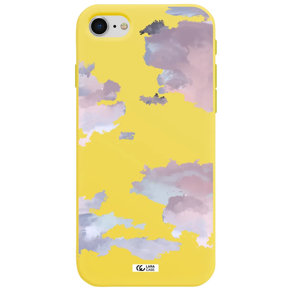 a close-up of a cloud Apple iPhone se 2020 Silicone canary yellow Case