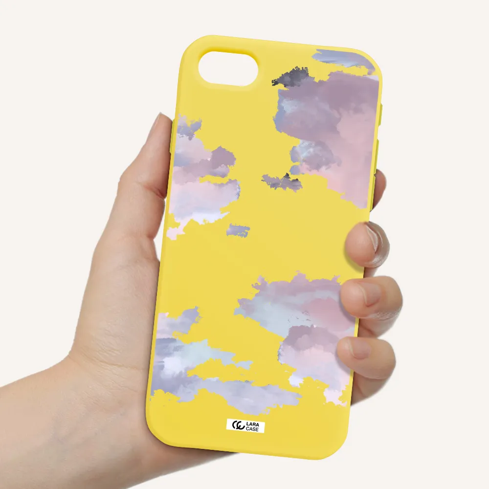 a close-up of a cloud Apple iPhone se 2020 Silicone canary yellow Case