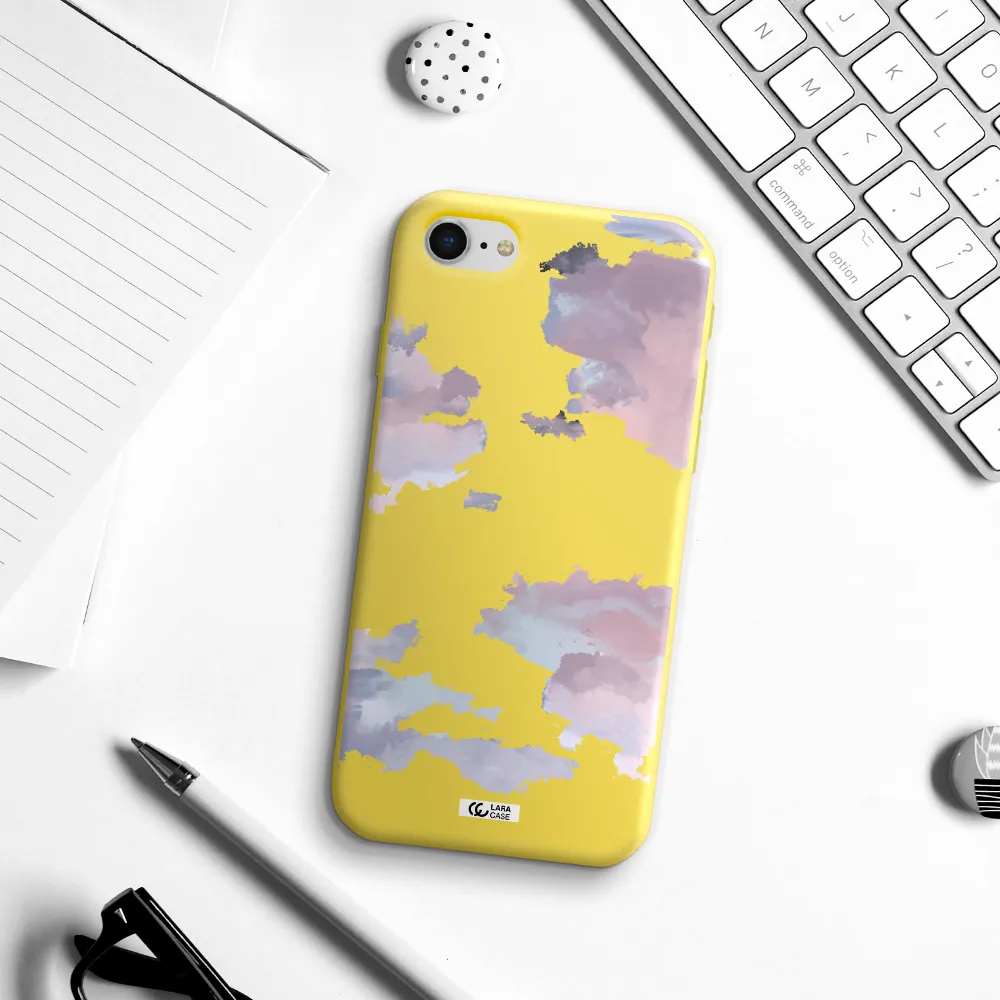 a close-up of a cloud Apple iPhone se 2020 Silicone canary yellow Case