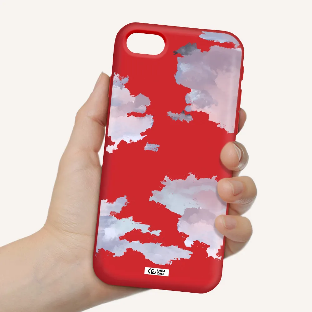 a close-up of a cloud Apple iPhone se 2020 Silicone Imperial Red Case