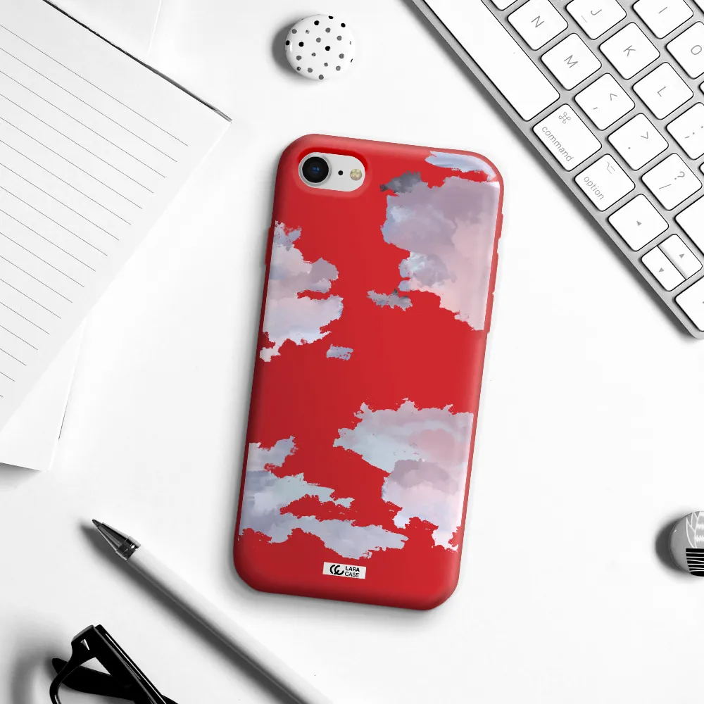 a close-up of a cloud Apple iPhone se 2020 Silicone Imperial Red Case
