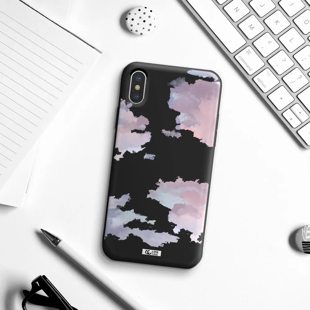 a close-up of a cloud Apple iPhone X Silicone black Case