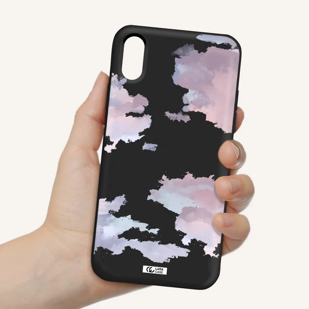 a close-up of a cloud Apple iPhone XS Silicone black Case