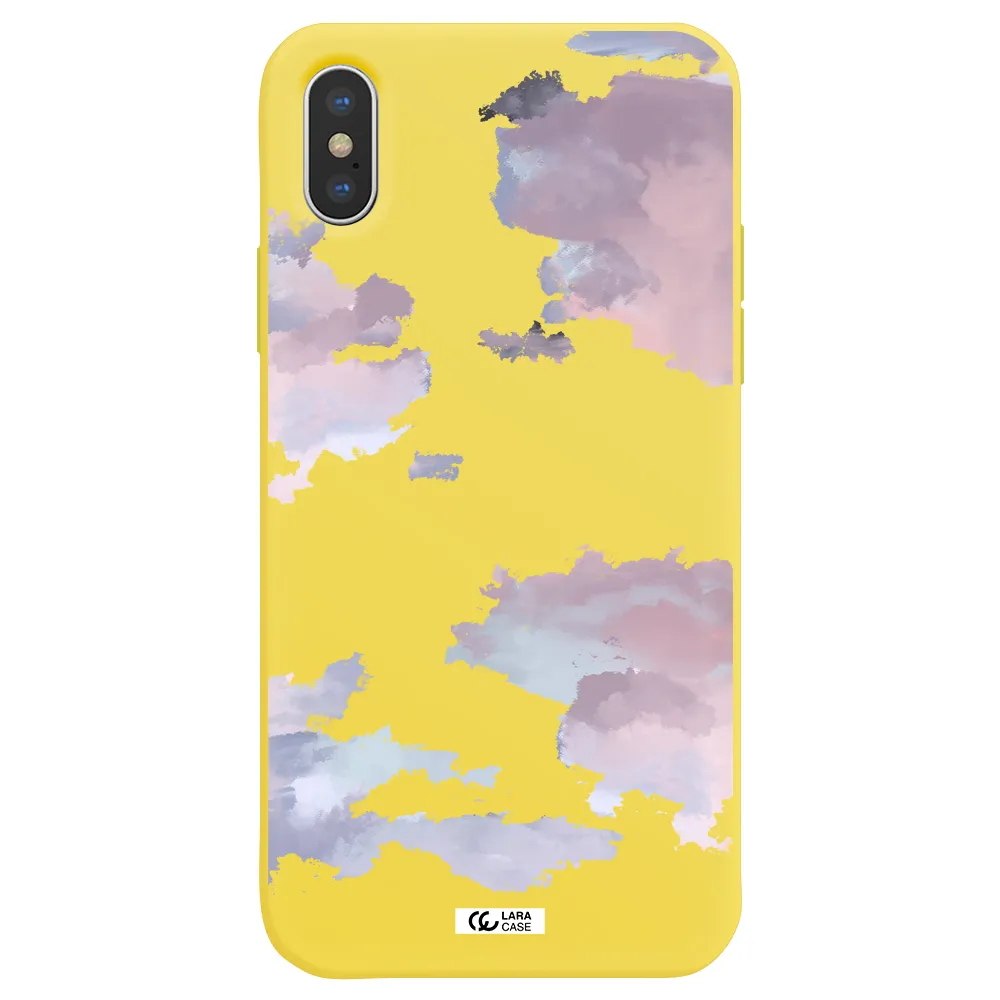 a close-up of a cloud Apple iPhone XS Silicone canary yellow Case