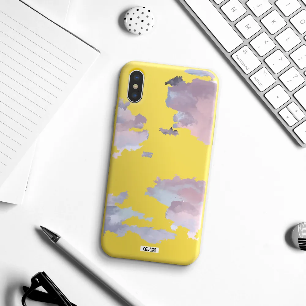 a close-up of a cloud Apple iPhone XS Silicone canary yellow Case