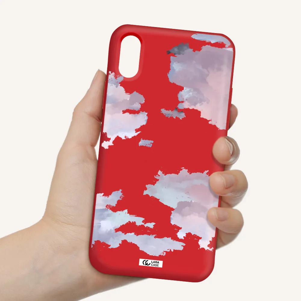 a close-up of a cloud Apple iPhone XS Silicone Imperial Red Case