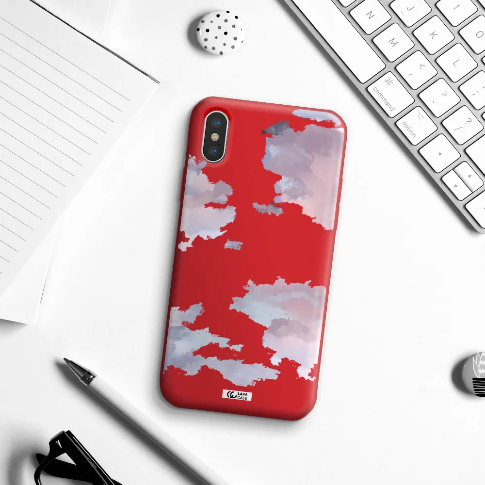 a close-up of a cloud Apple iPhone XS Silicone Imperial Red Case