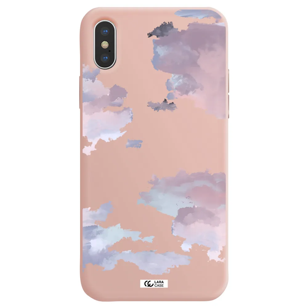 a close-up of a cloud Apple iPhone XS Silicone pastel pink Case