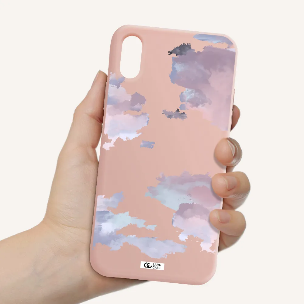 a close-up of a cloud Apple iPhone XS Silicone pastel pink Case
