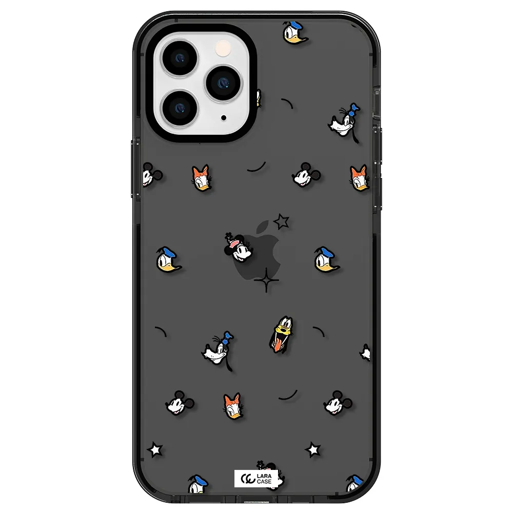 disney face pattern Apple iPhone 11 pro impact Smoke Black Case