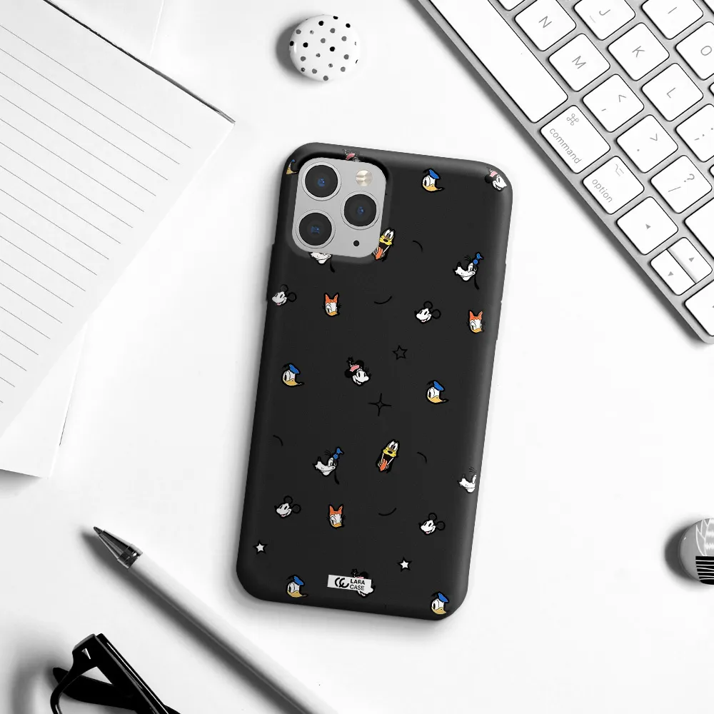 disney face pattern Apple iPhone 11 pro max Silicone black Case