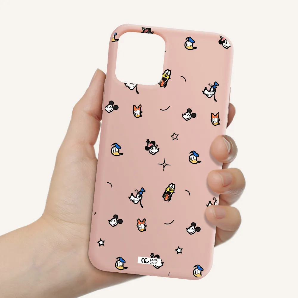 disney face pattern Apple iPhone 11 pro max Silicone pastel pink Case