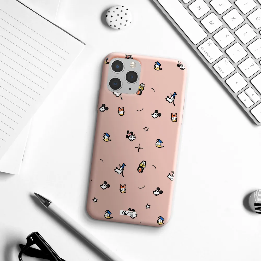 disney face pattern Apple iPhone 11 pro max Silicone pastel pink Case