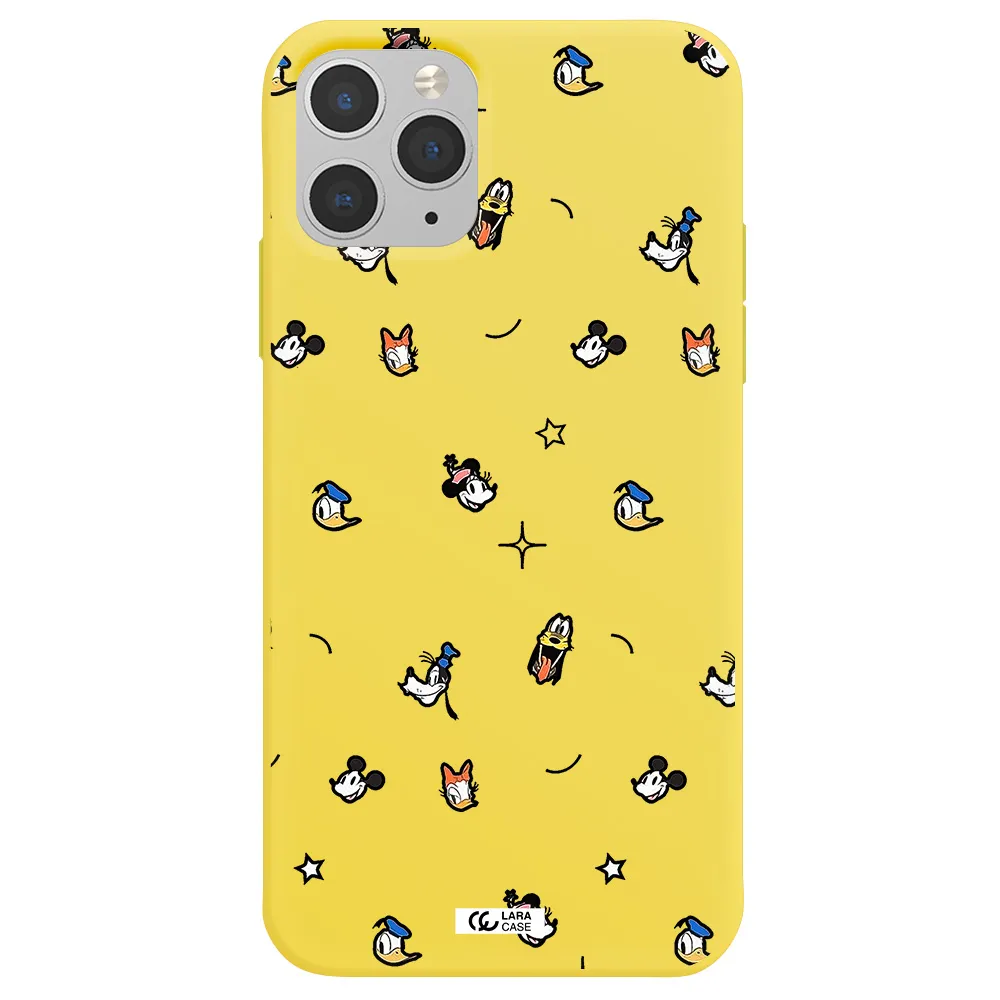 disney face pattern Apple iPhone 11 pro Silicone canary yellow Case