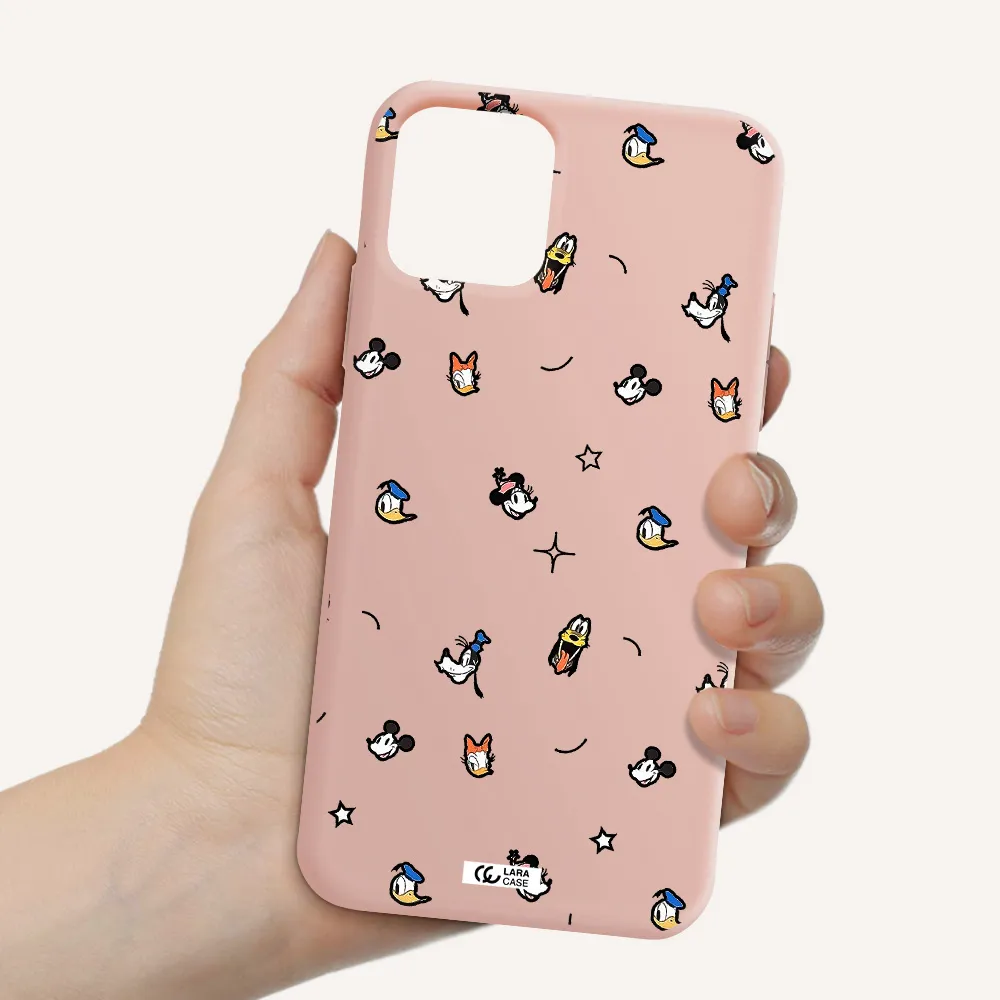 disney face pattern Apple iPhone 11 pro Silicone pastel pink Case