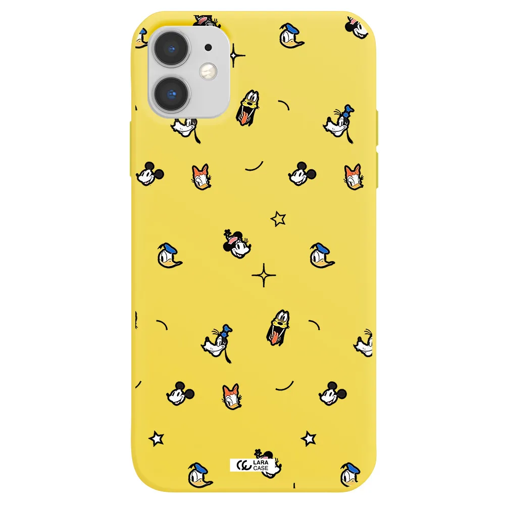disney face pattern Apple iPhone 11 Silicone canary yellow Case