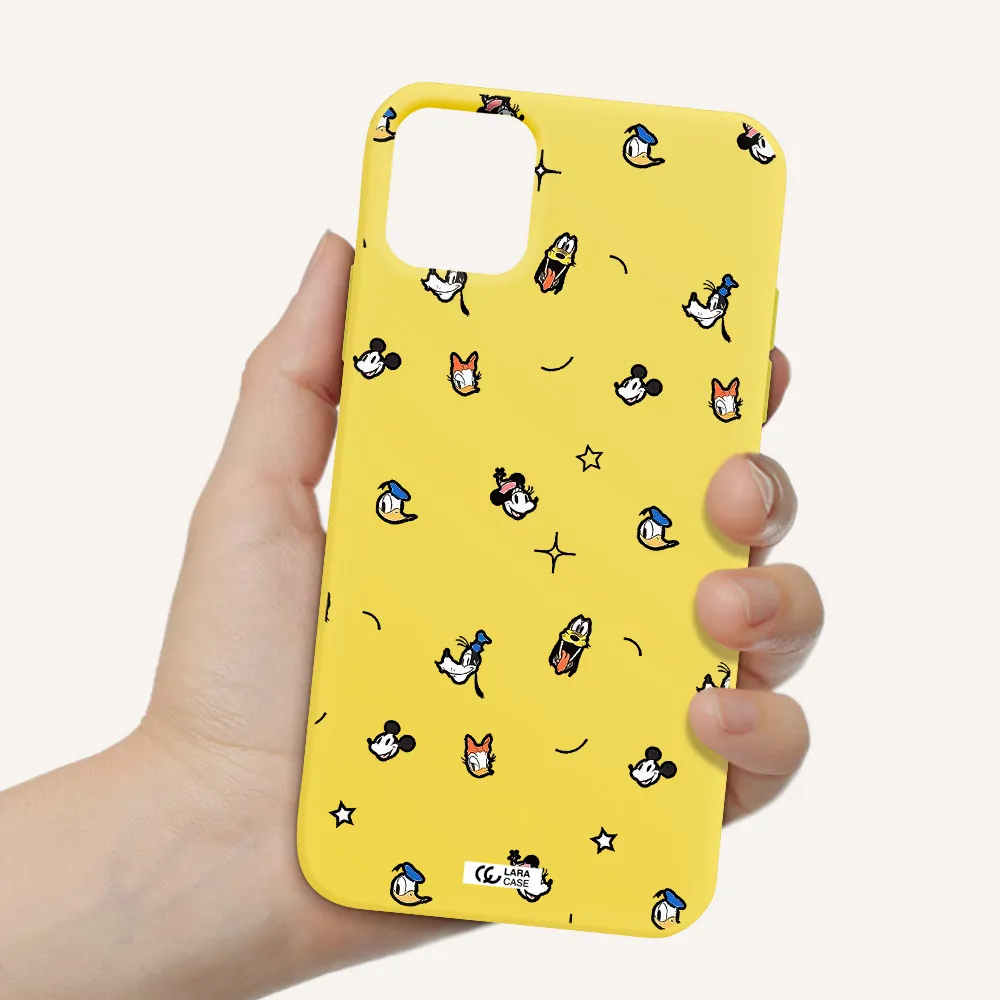 disney face pattern Apple iPhone 11 Silicone canary yellow Case