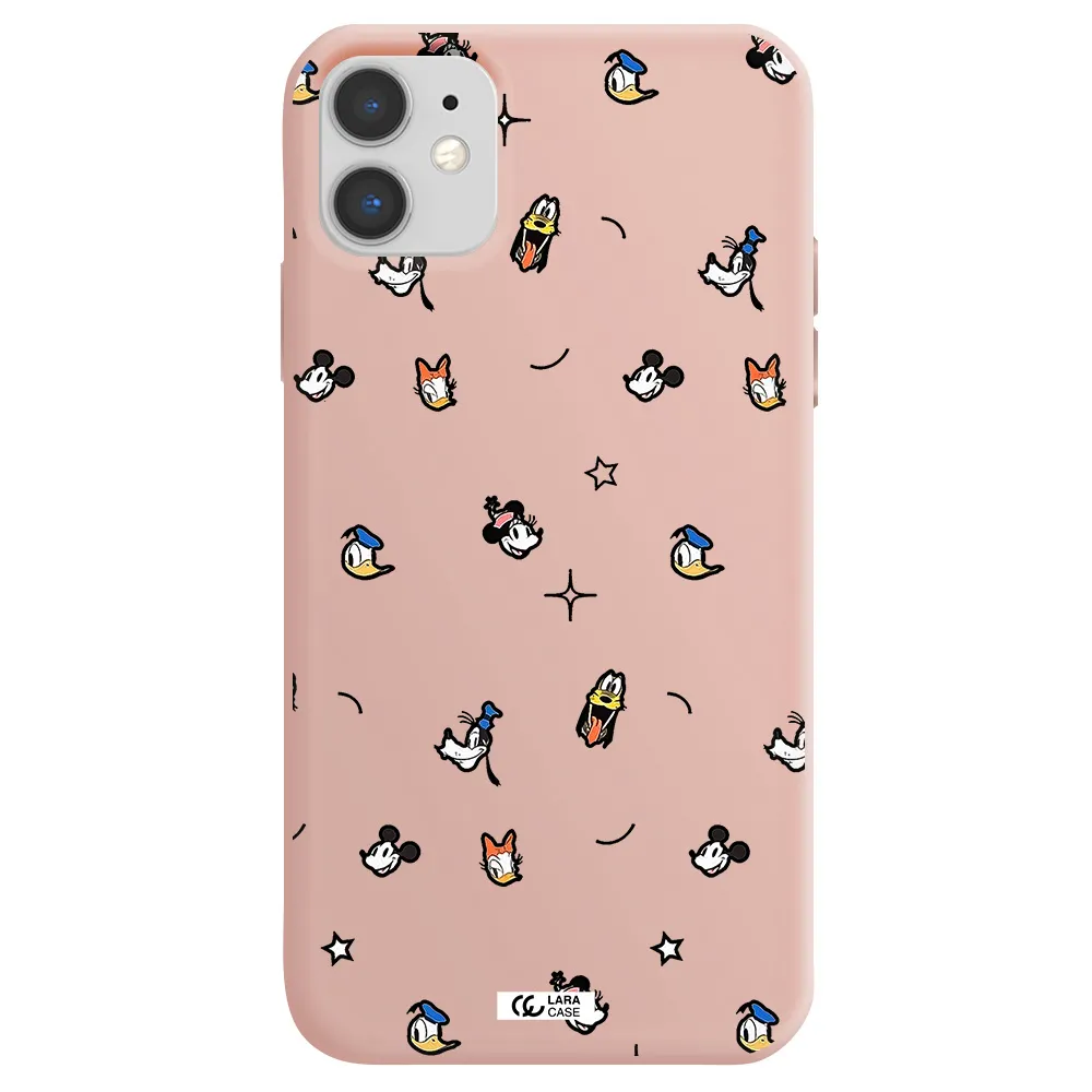 disney face pattern Apple iPhone 11 Silicone pastel pink Case