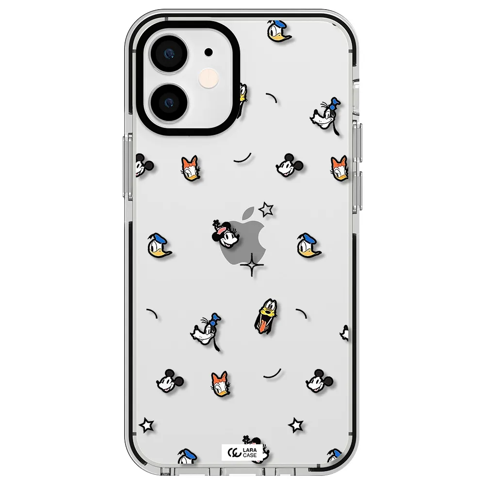 disney face pattern Apple iPhone 12 mini impact black border Case