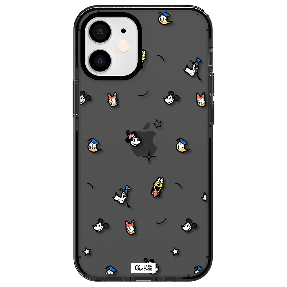 disney face pattern Apple iPhone 12 mini impact Smoke Black Case