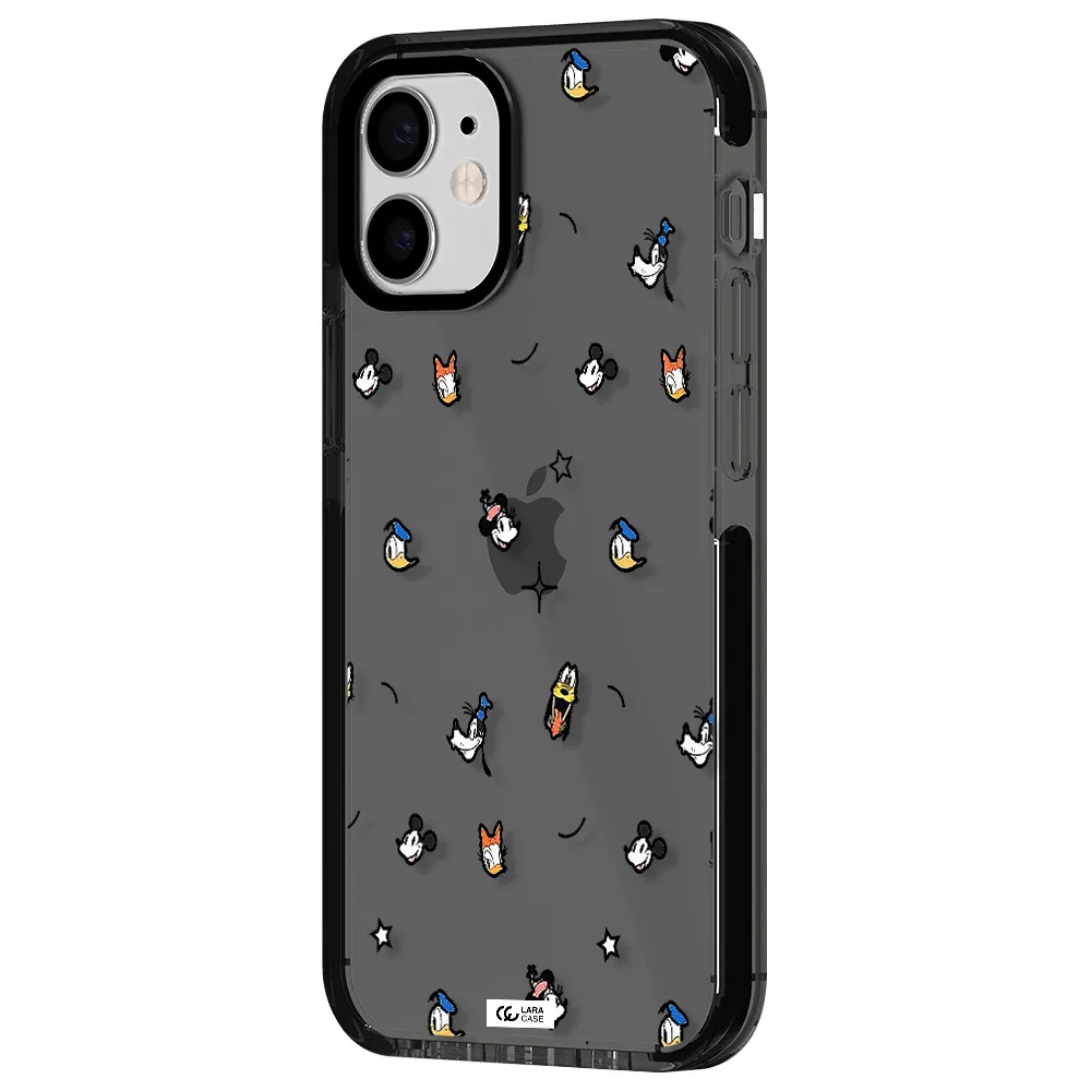 disney face pattern Apple iPhone 12 mini impact Smoke Black Case