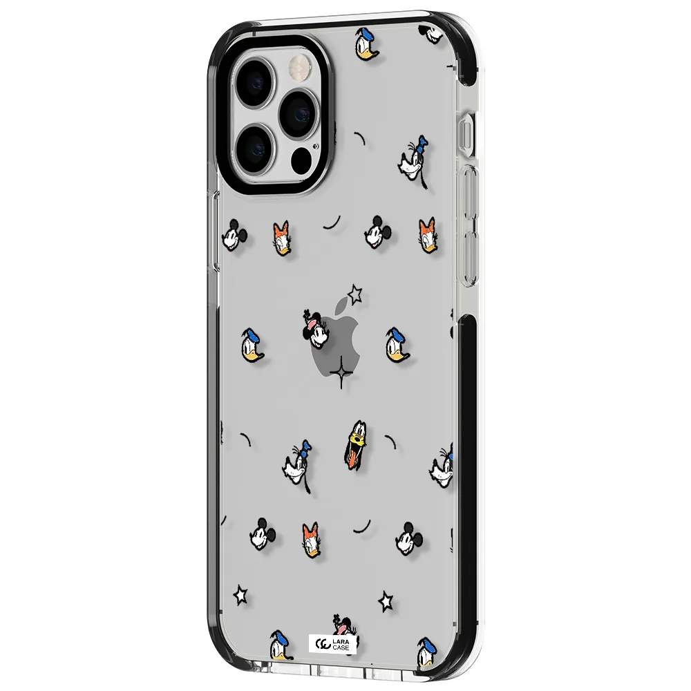 disney face pattern Apple iPhone 12 pro impact black border Case