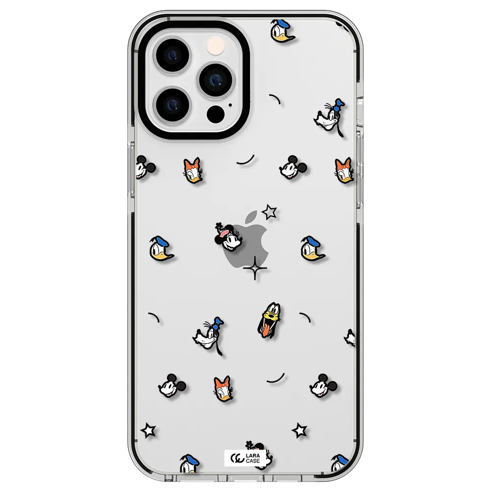 disney face pattern Apple iPhone 12 pro max impact black border Case