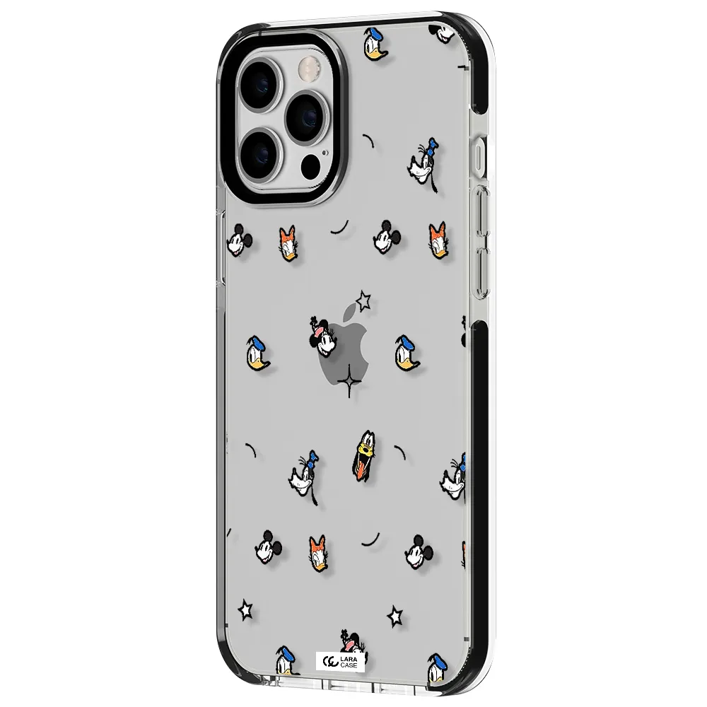 disney face pattern Apple iPhone 12 pro max impact black border Case