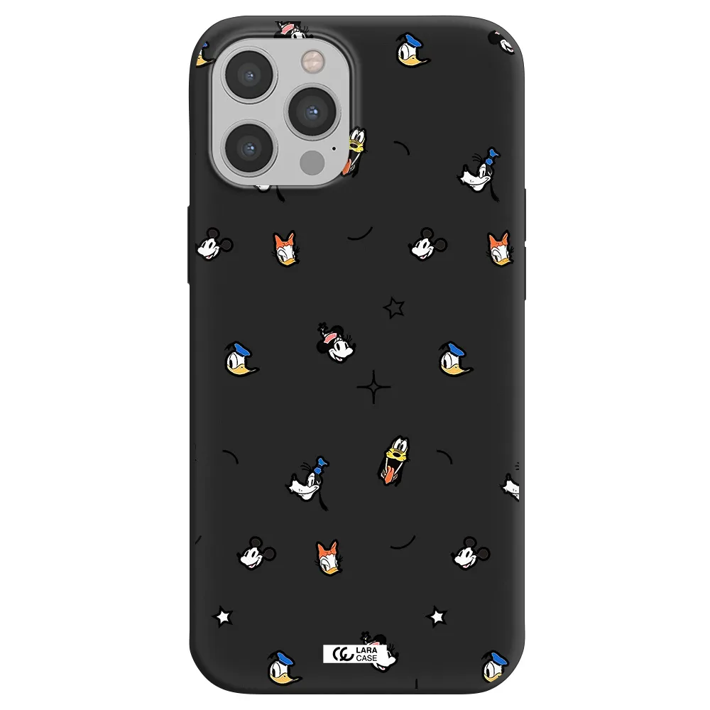 disney face pattern Apple iPhone 12 pro max Silicone black Case