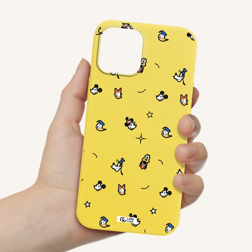 disney face pattern Apple iPhone 12 pro max Silicone canary yellow Case