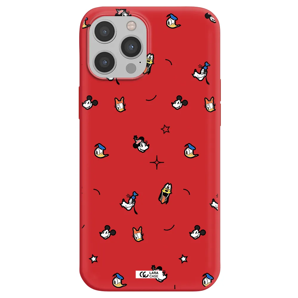 disney face pattern Apple iPhone 12 pro max Silicone Imperial Red Case
