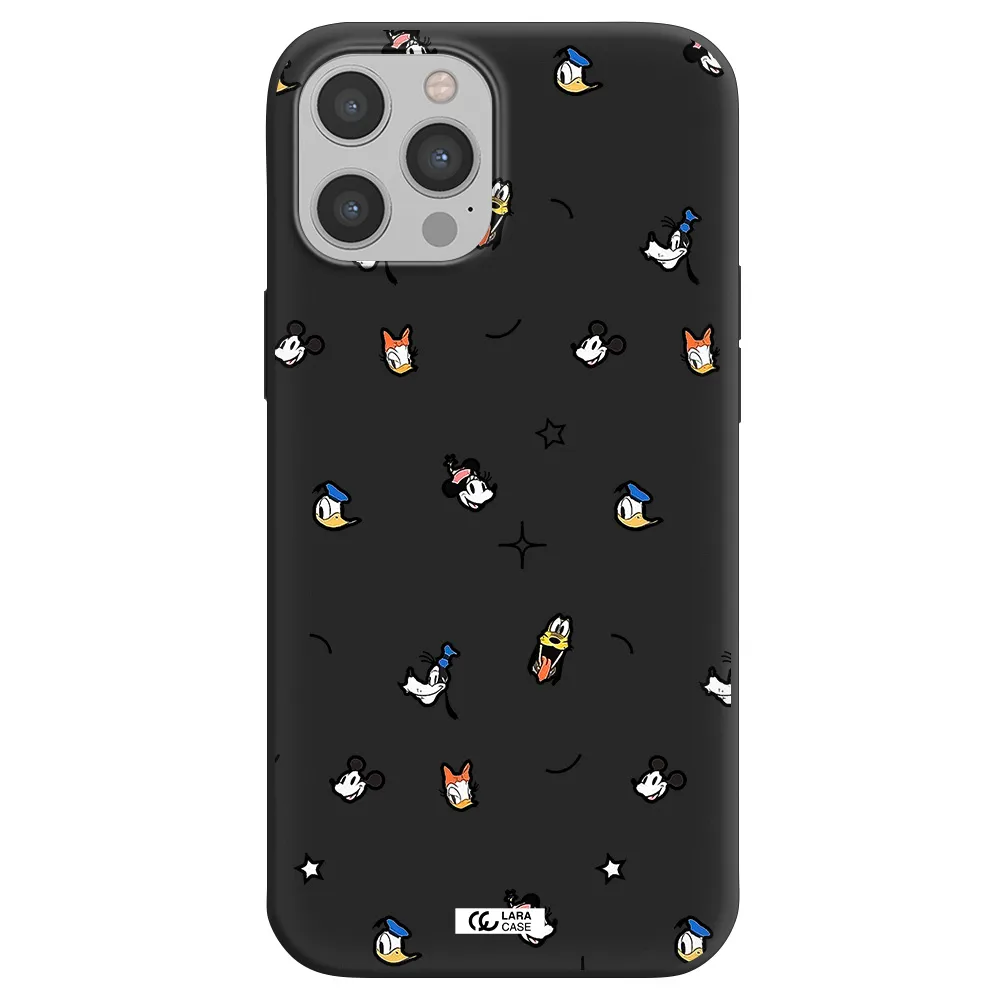 disney face pattern Apple iPhone 12 pro Silicone black Case