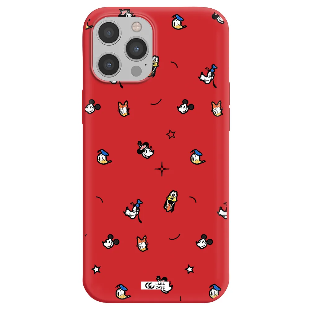 disney face pattern Apple iPhone 12 pro Silicone Imperial Red Case
