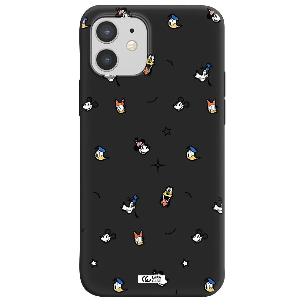disney face pattern Apple iPhone 12 Silicone black Case
