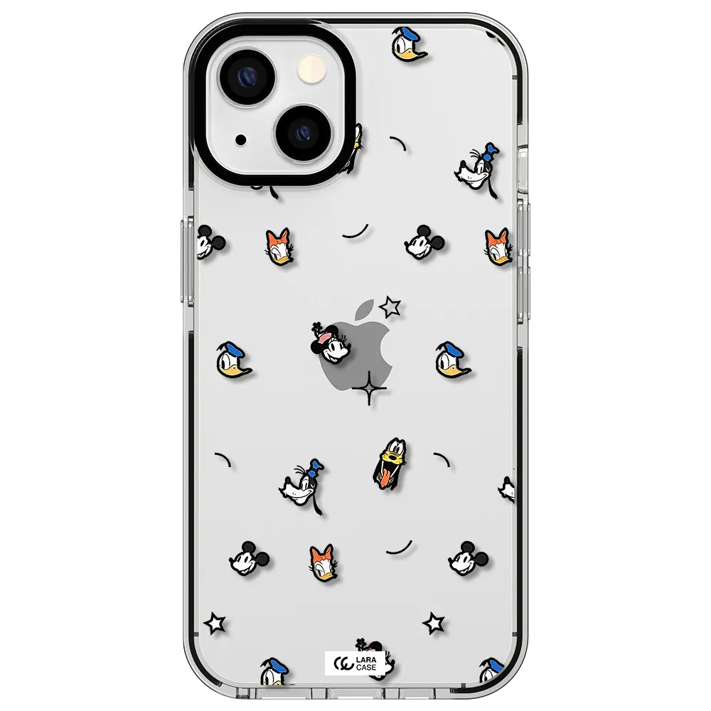 disney face pattern Apple iPhone 13 impact black border Case