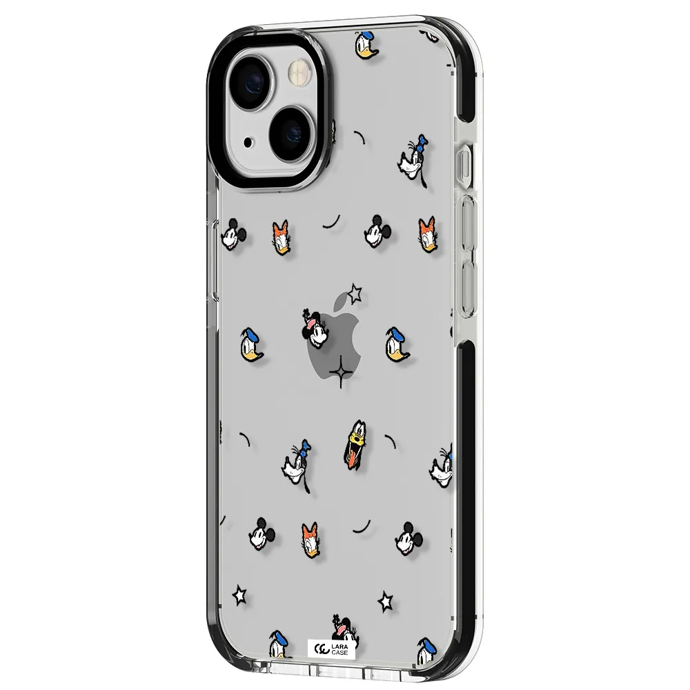 disney face pattern Apple iPhone 13 impact black border Case